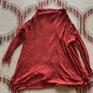 Free people slit back mock neck top - rust, small